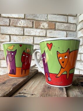 Two Kitty Love Mugs Ursula Dodge by Signature